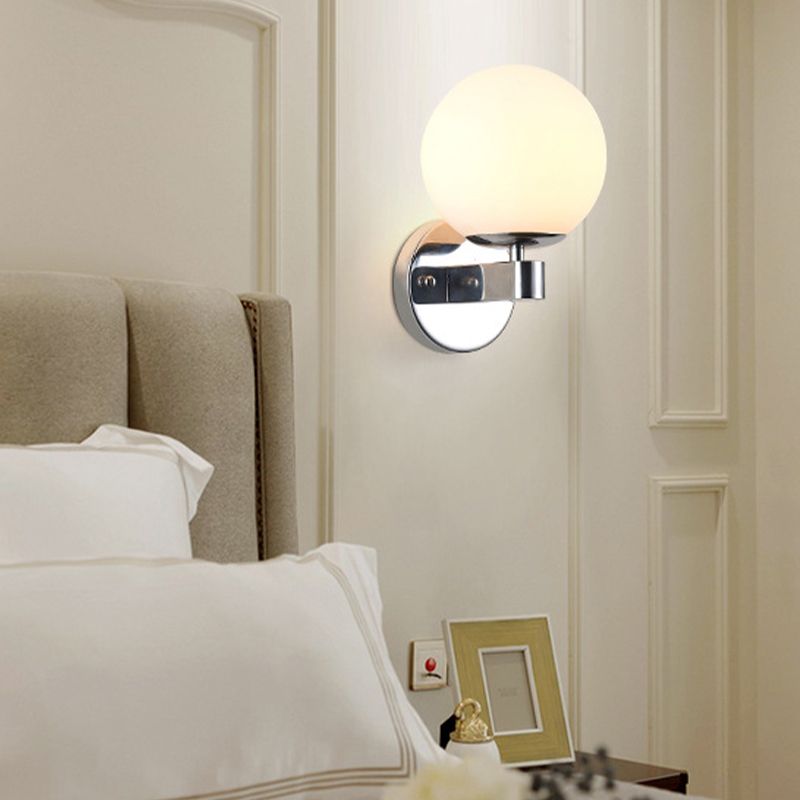 Modern Style Globe Shade Wall Light Glass 1 Light Sconces for Bedroom