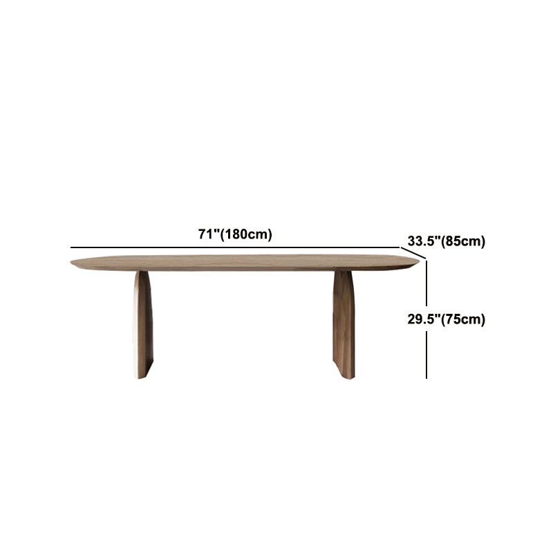 Oval Solid Wood Dining Table Modern Natural Furniture with Double Pedestal for Kitchen