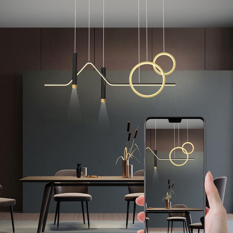 Nuova lampada lampada a ciondolo in alluminio moderno in alluminio, lampada a lampadario nero lineare per la sala da ginnastica