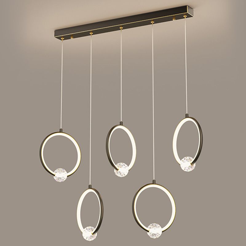 Modern Style Round Shade Hanging Light Crystal Light Pendant Lamp for Dining Room