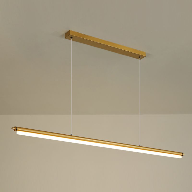 Modern Metal Island Light Linear 1-Head Restaurant Hanging Lamp with Acrylic Shade