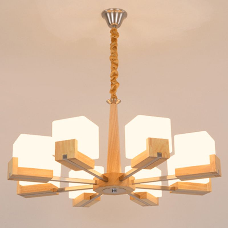 Quadratische Kronleuchterleuchte moderne weiße GlaSpendant Beleuchtung für das Restaurant