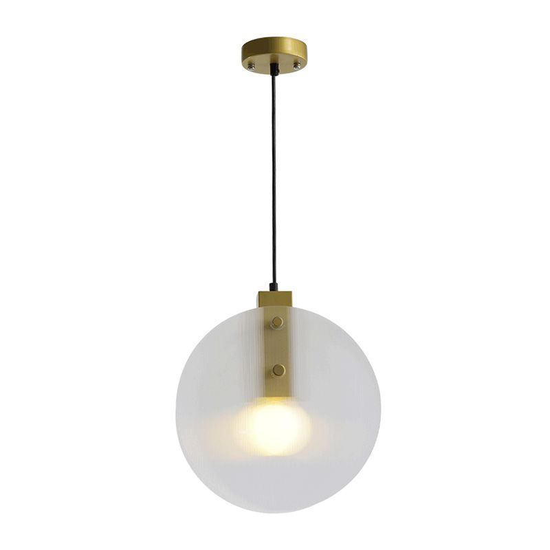 Gold Orb Pendant Lamp Modernist 1 Head Clear Glass Suspension Light for Dining Room