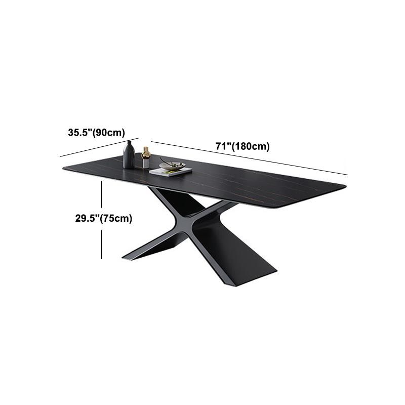 Stone Top Table Traditional Luxury Rectangle Dining Table with Pedestal Base