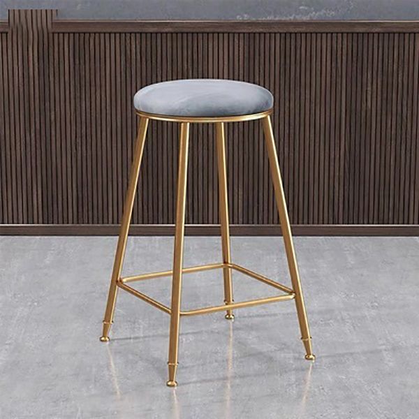 Nordic Glam Bar Stool Round Counter Bar Stool with Metal Legs for Kitchen