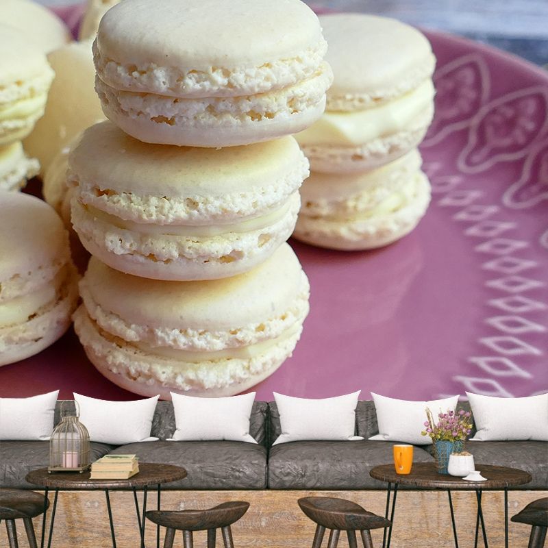 Contemporary Macaron Wall Decor Mural Moisture Resistant for Cake Shop