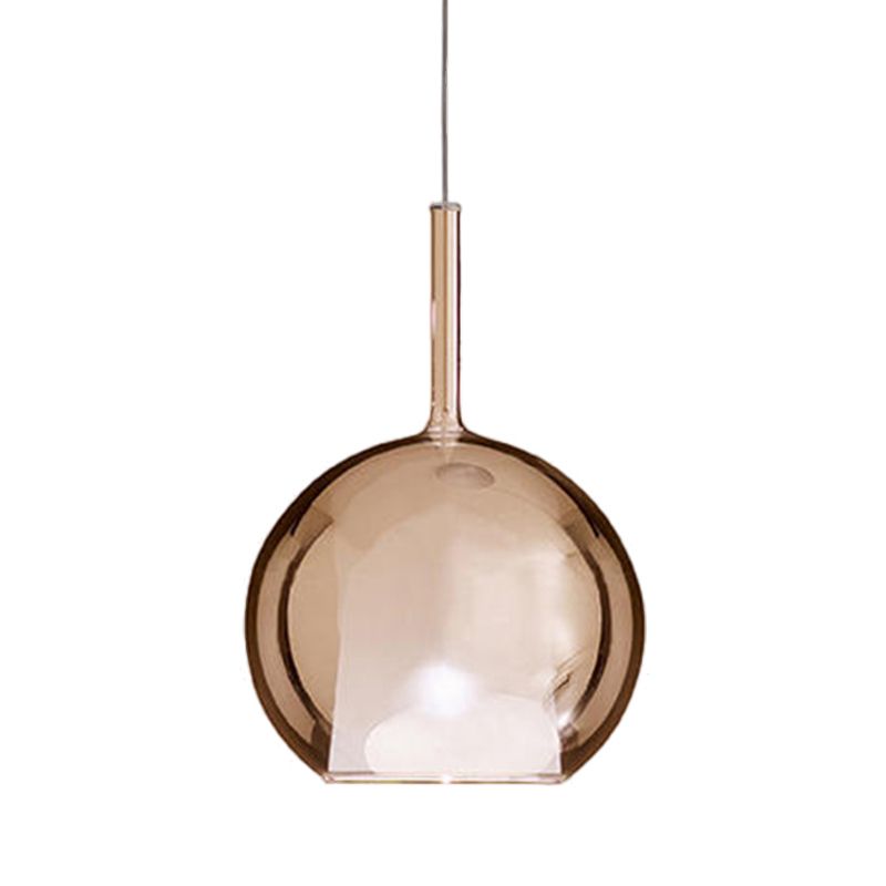Globe Pendant Light Fixture Contemporary Cognac Glass 1 Light Dining Room Hanging Light Kit, 6"/8"/10" Wide