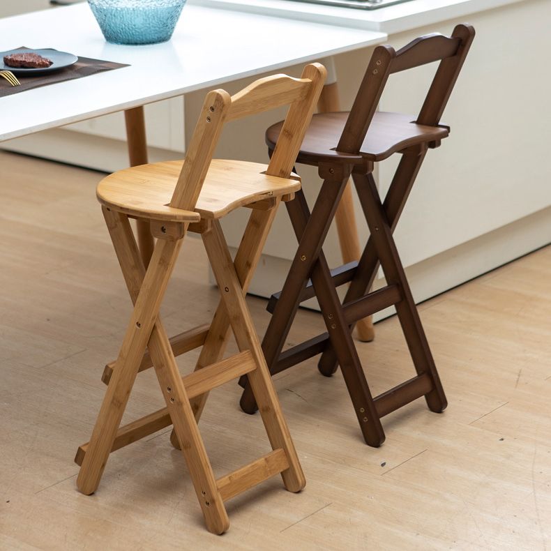 Modern Folding Armless Counter Stool Wood Living Room Bar Stool with Footrest