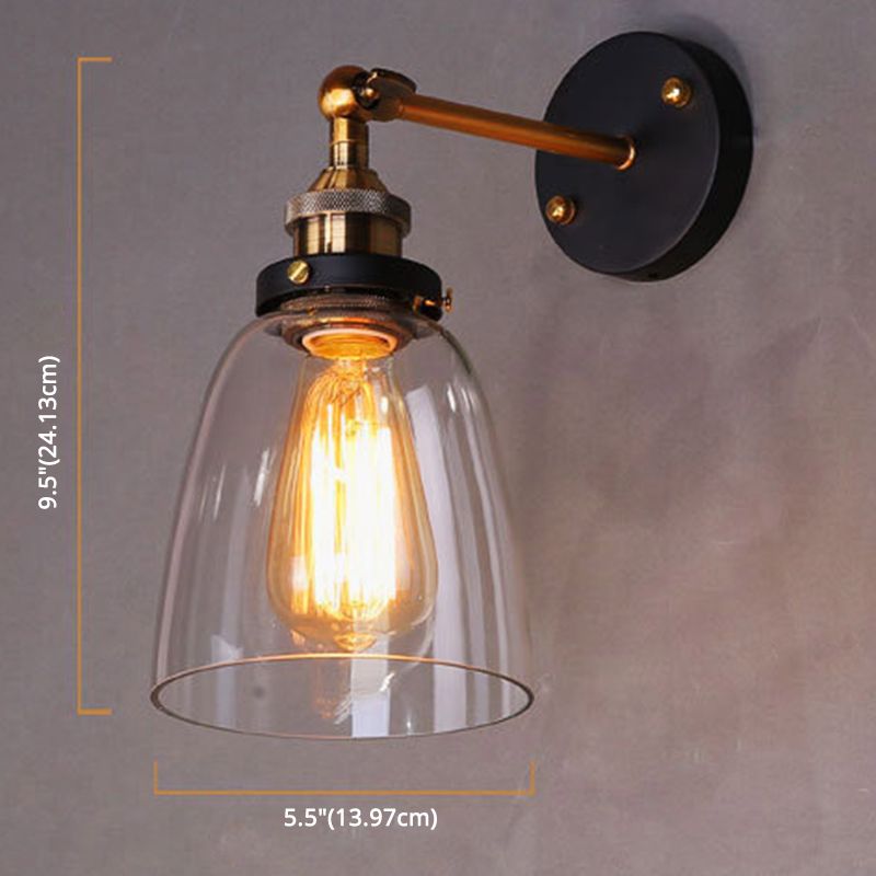 Oval Vanity Wall Light Fixtures Retro Industrial Style Glass Single Vanity Light