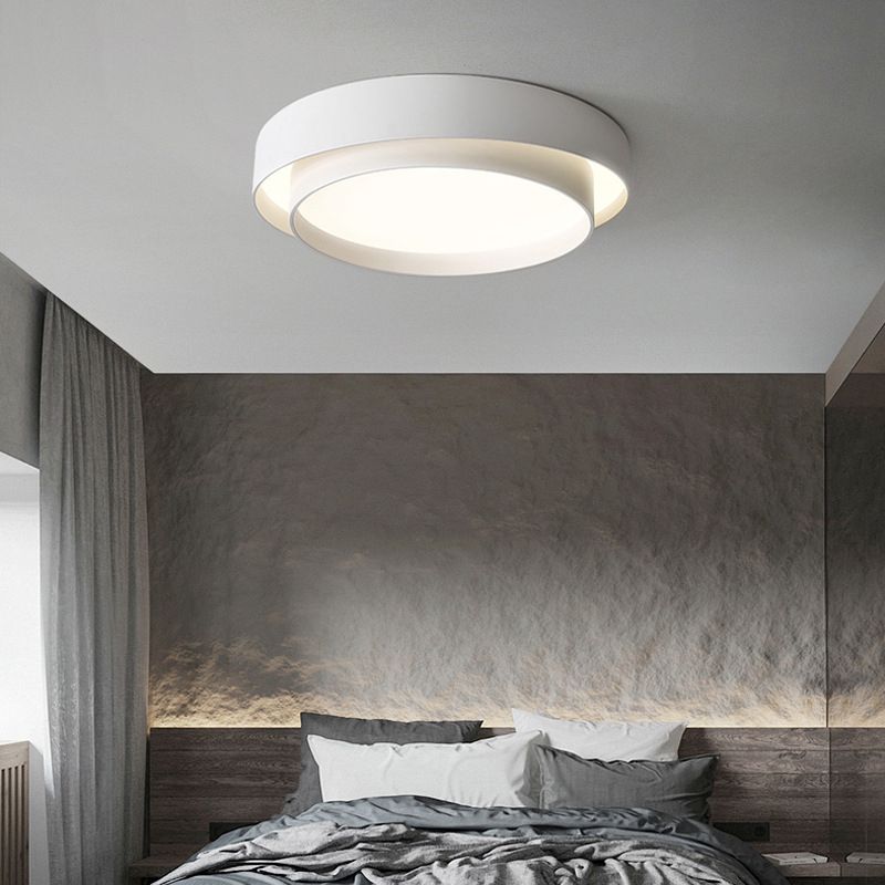 Lámpara de techo LED circular creativa moderna, soporte empotrado de hierro lacado con pantalla acrílica
