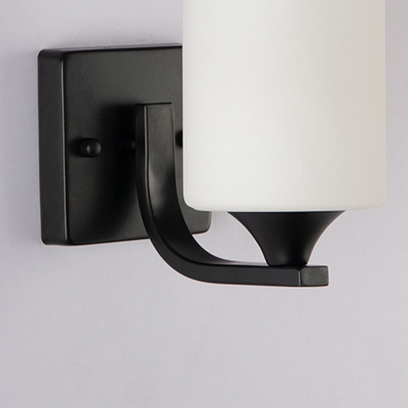 Modern Vanity Lighting Glass Shade Wall Light Fixture in Black for Bathroom