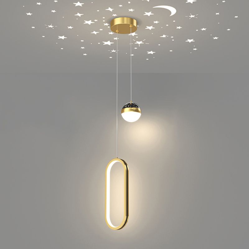 Metal Geometric Pendant Light Modern 2 Lights LED Hanging Pendant for Living Room