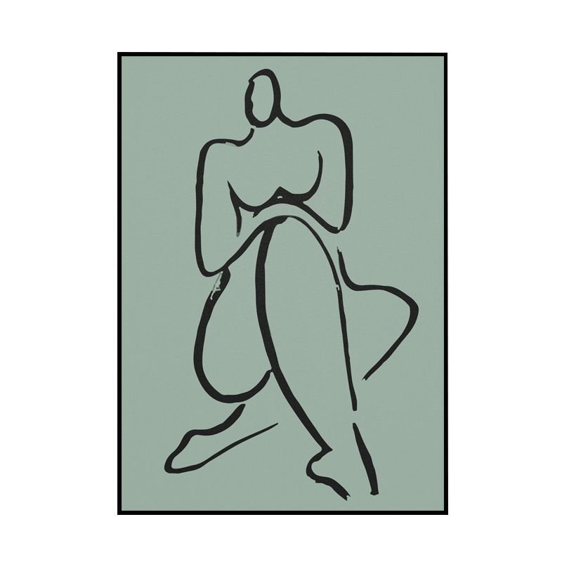 Pastel Line Figure Sketch Canvas Textured Minimalist Sitting Room Wall Art Print