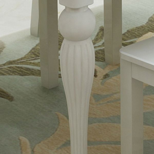 Modern White Rectangular Glass Top Dining Table with Solid Wood Legs