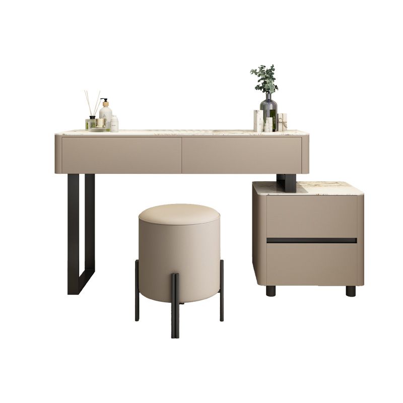 Cream Solid Wood Lighted Mirror Bedroom With Drawer Dressing Table