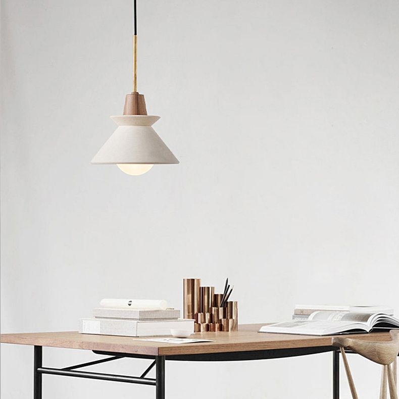 Lampe à pouces suspendues moderne à lampe en bois de bois avec de la teinte de ciment