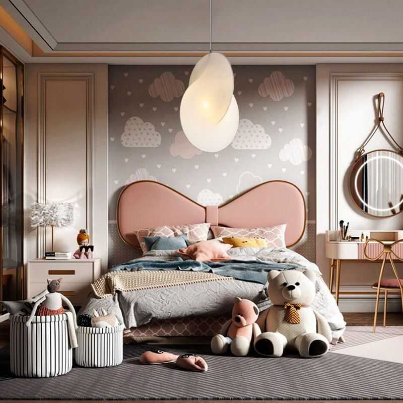 Blanc 1-Light moderne simplicité kit de lampe suspendue Pendentif en soie pour chambre à coucher