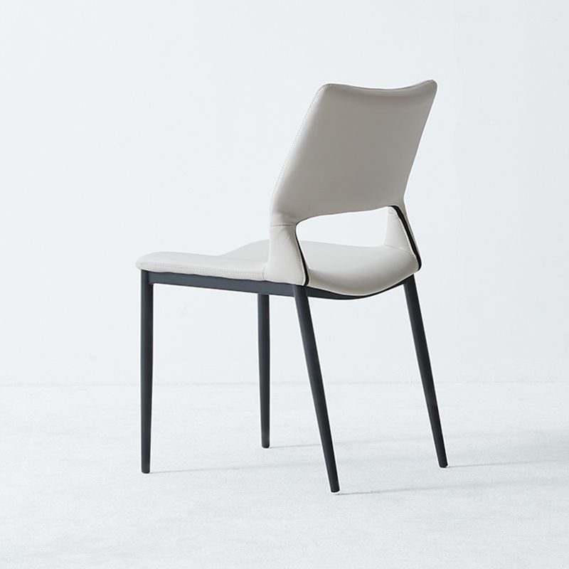 Silla lateral de comedor minimalista con respaldo abierto, silla lateral de comedor de cuero para el hogar