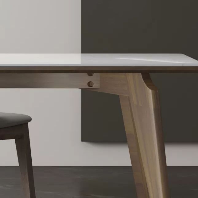 Modern 1/4/5 Pieces Dining Sintered Stone Dining Table Set with Wooden Legs for Home