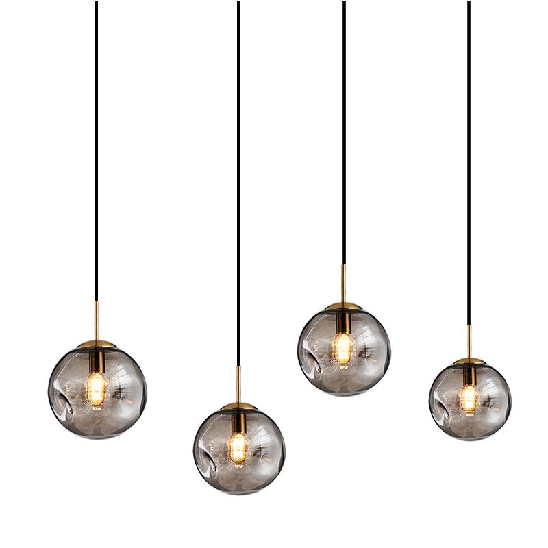 Kuiltjes glazen bol hanglamp postmodern messing 1-licht hangend licht voor slaapkamer