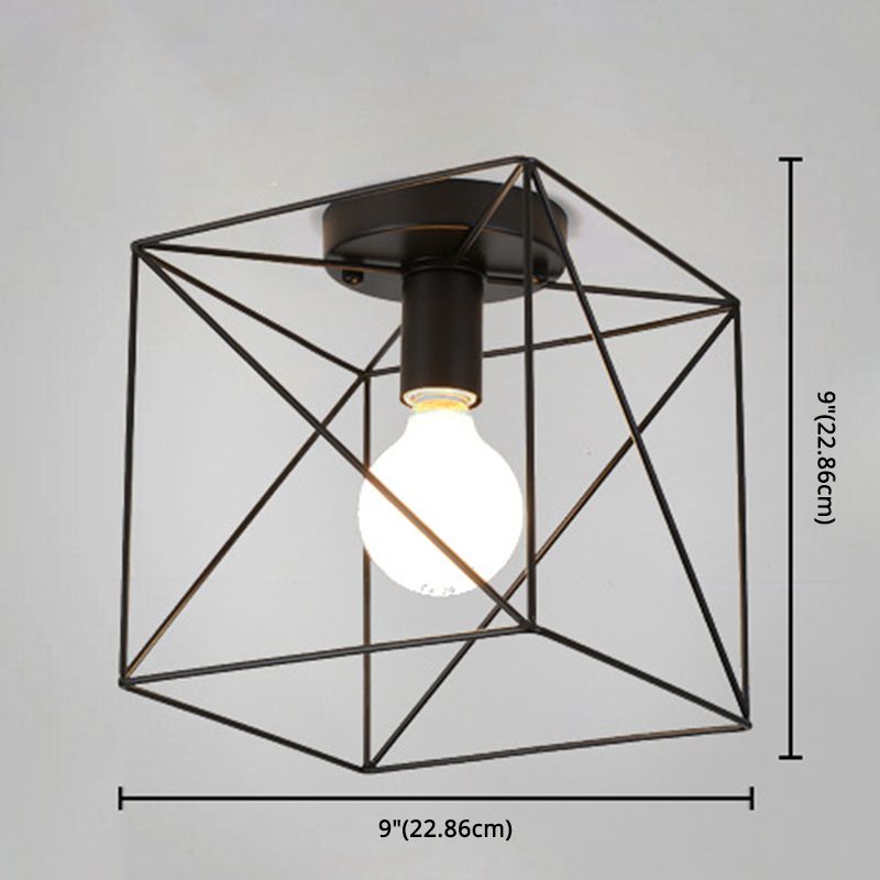 1 Light Semi Flush Chandelier Retro Industrial Style Metal Ceiling Mount Light Fixture for Hallway
