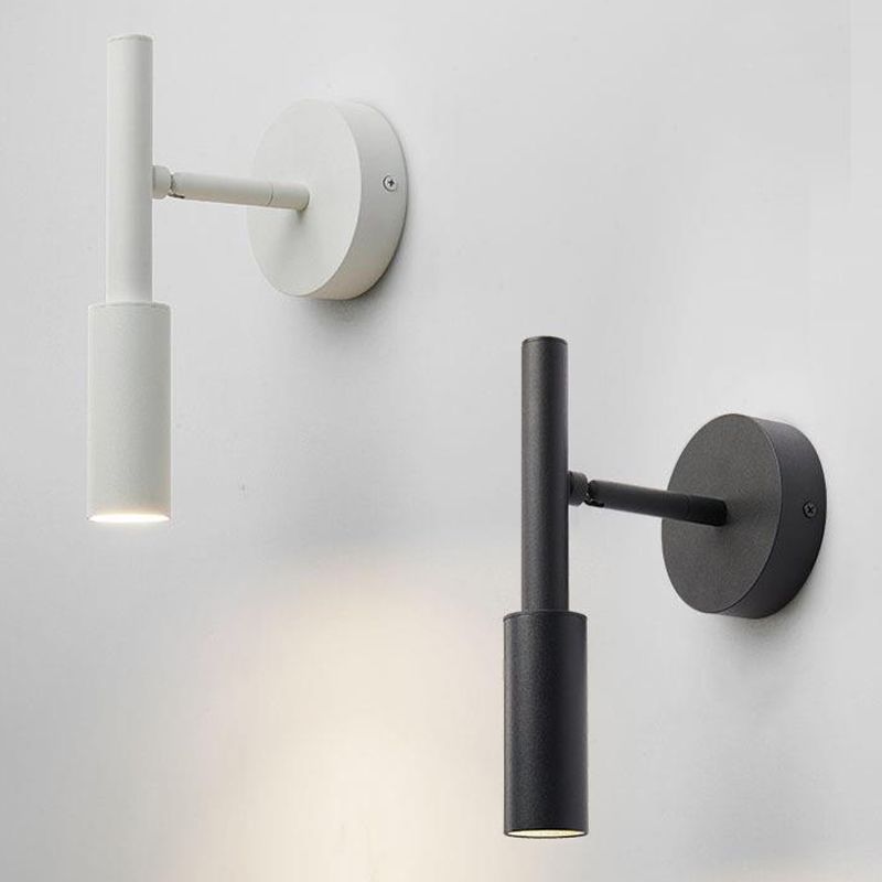 Single Modernism Style White/Black Wall Mounted Sconce Metallic Wall Light for Bedroom