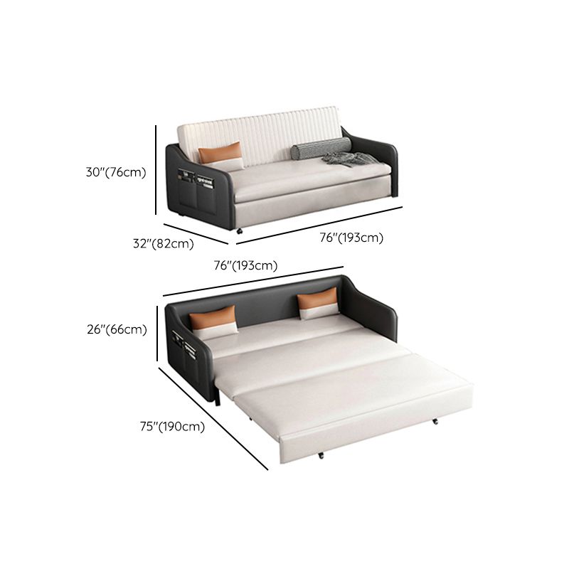 Faux leather Sleeper Sofa 32.28" Wide White Sofa Bed with Cushion Back