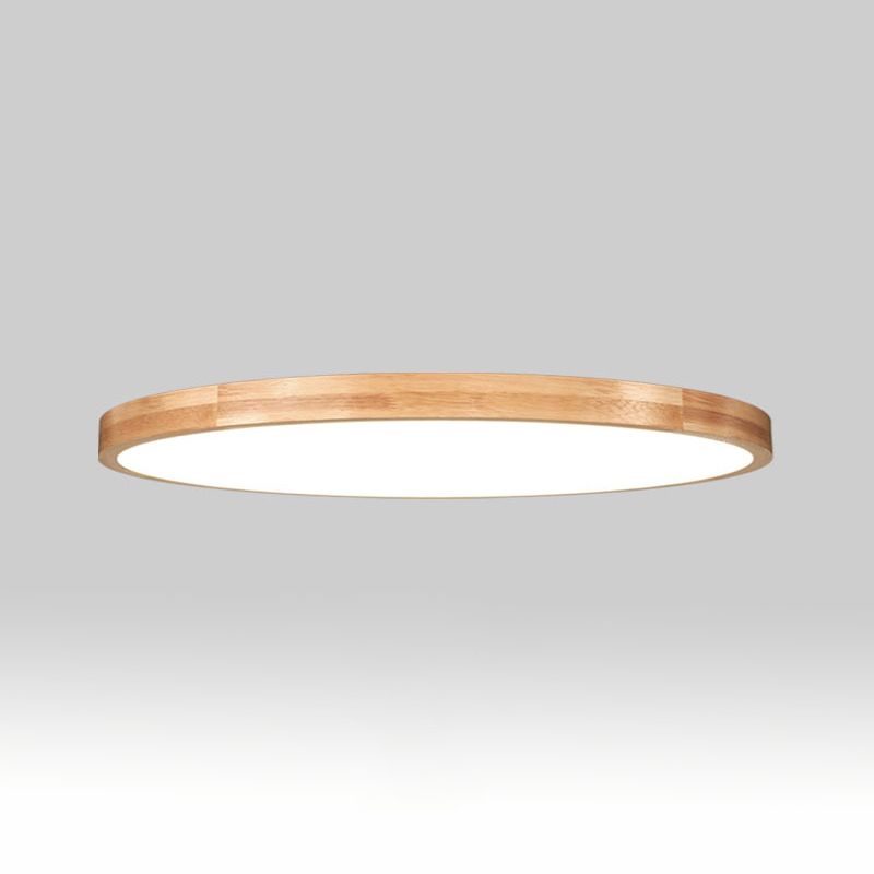 Lámpara de techo empotrada de 1 luz de estilo moderno con luz LED de montaje empotrado circular de madera