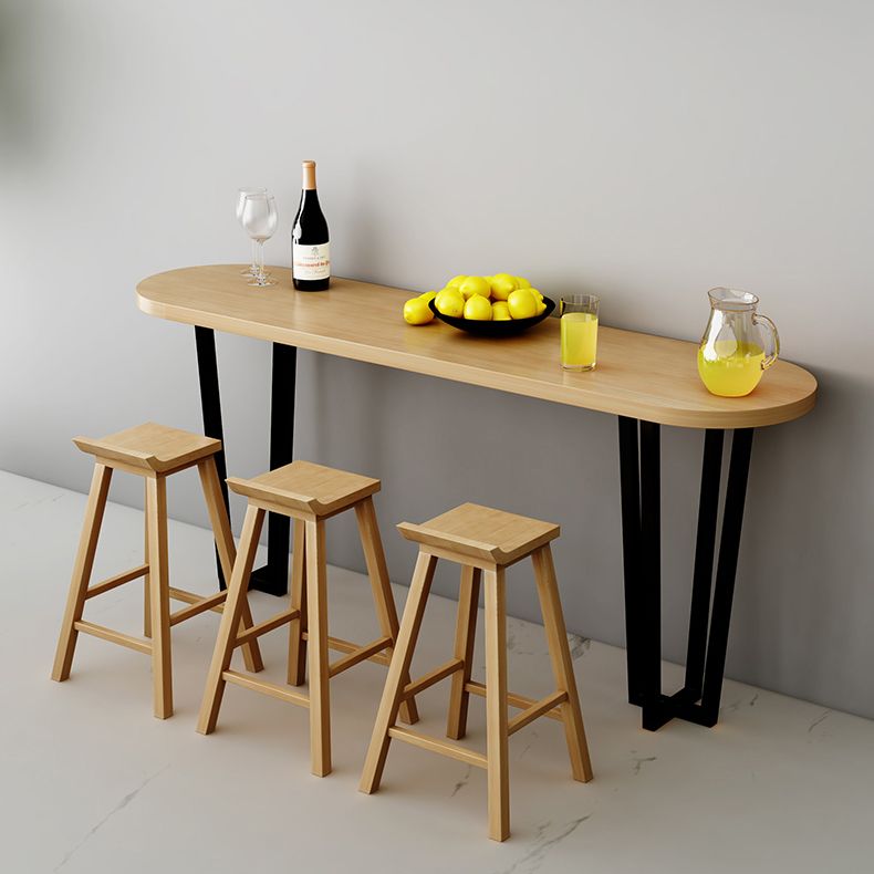 Coffee Shop Glam Bar Height Table Double Pedestal Solid Wood Hall/Pub Table