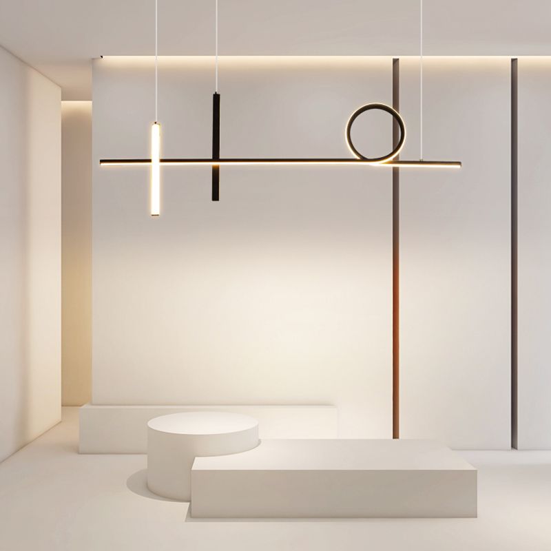 LED Simple Pendant Lamp Kitchen Dining Room Modern Strip Chandelier Light Fixture