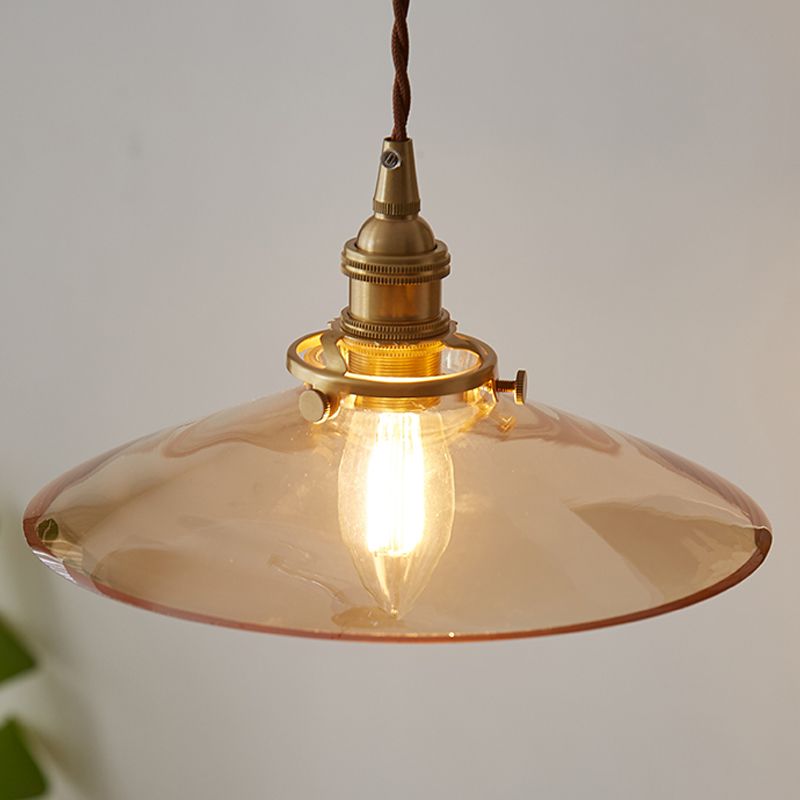 Lampada a sospensione in ottone in ottone in ottone industriale 1 lampada a sospensione in vetro leggero per ristorante