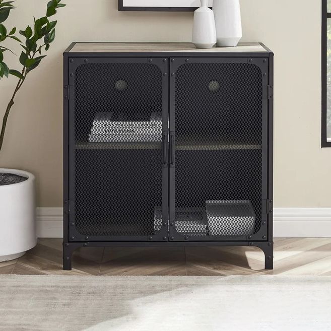 Pine Wood Kitchen Sideboard Cabinet Modern Server Cabinet with Storage