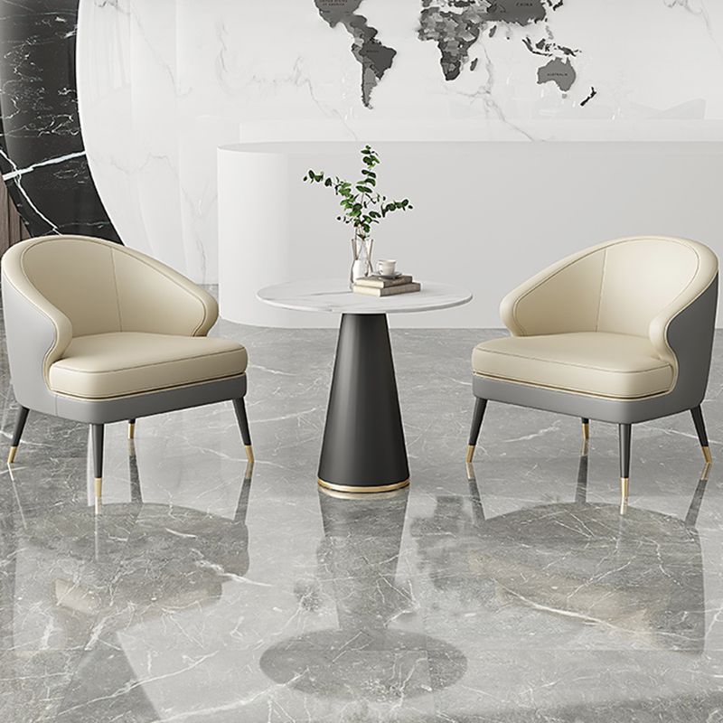 23.62" Wide Arm Chair Faux Leather Recessed Arms Accent Chair