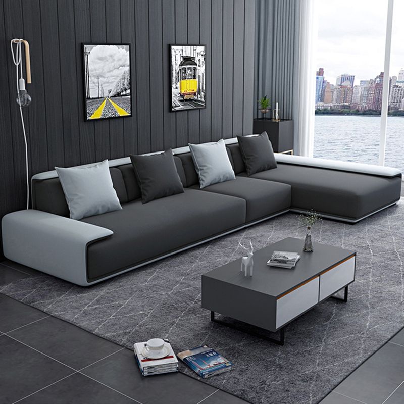 Faux leather Grey Sectional Armless Stain-Resistant Sectional for Living Room