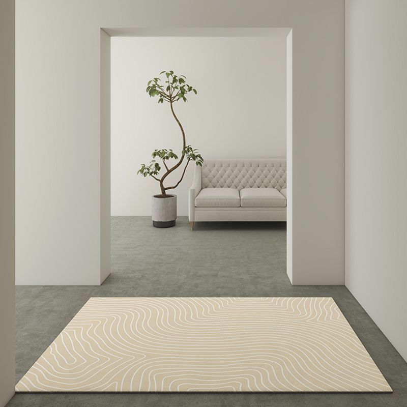 Solid Color Simplicity Area Carpet Polyester Random Stripe Indoor Rug Easy Care Rug for Living Room