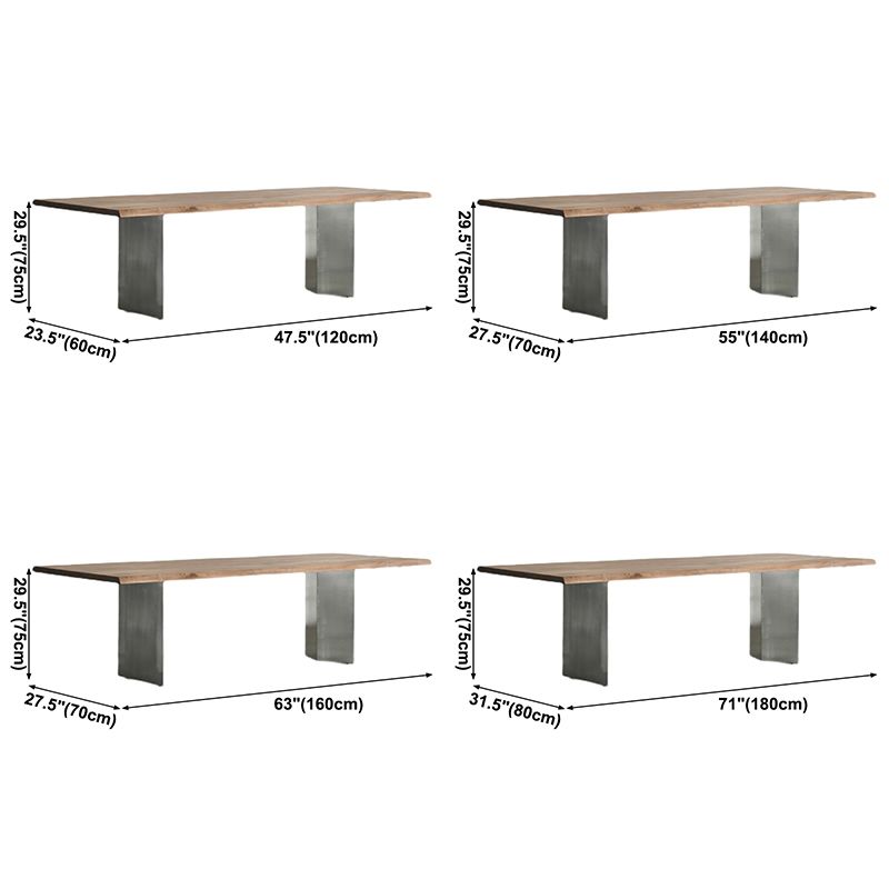 Solid Wood Brown Tone Dining Table Glam Style Double Pedestal Table for Dining Room
