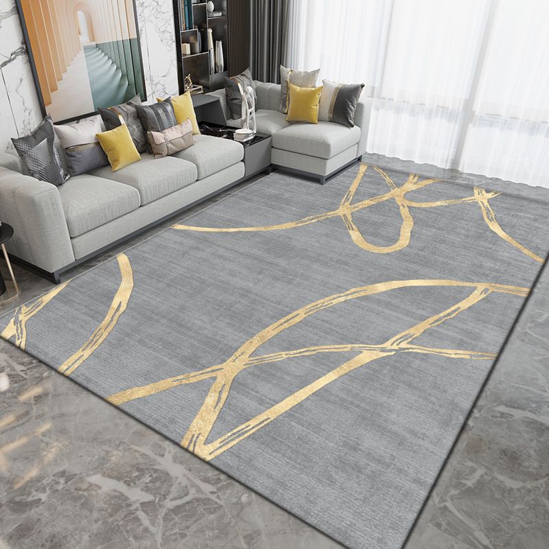 Light Gray Graphic Carpet Polyester Simple Carpet Washable Rug for Drawing Room