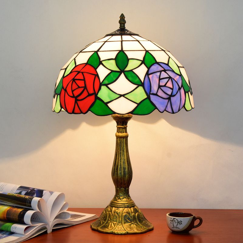 1 tête de tête lampe décorative dôme ombre en verre tachée