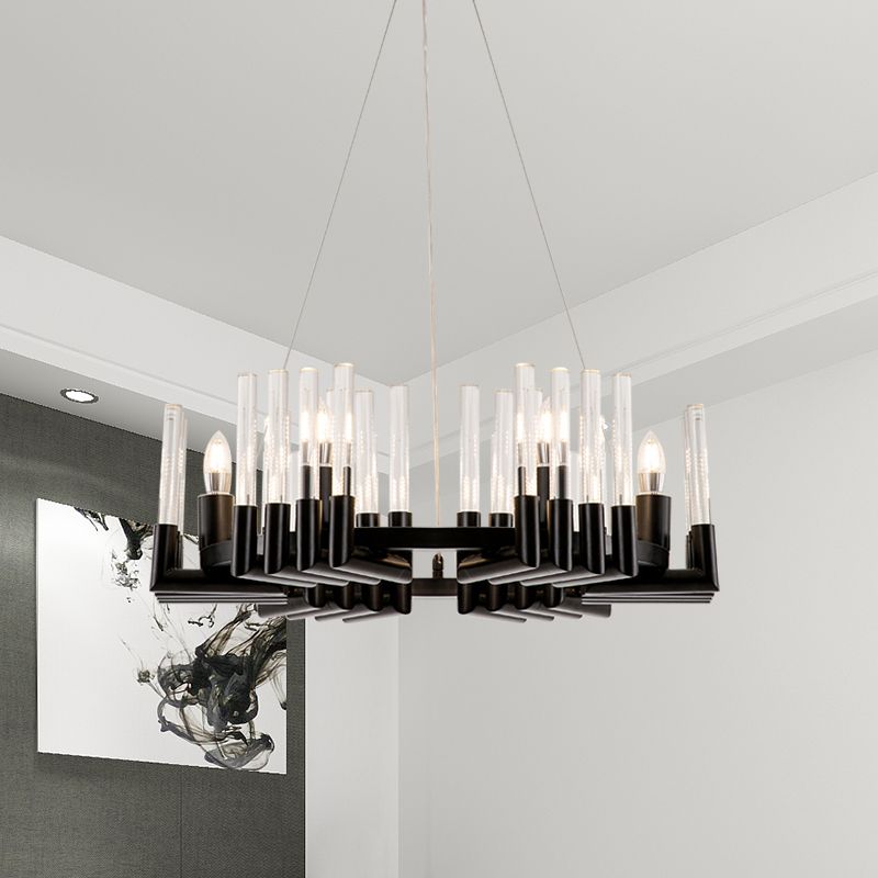 Duidelijke Crystal Candelabra plafond kroonluchter minimale 6 lichten zwarte afwerking hangende lampkit voor eetkamer