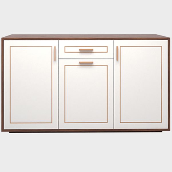 White Engineered Wood Sideboard Modern Adjustable Shelving Credenza with Drawer