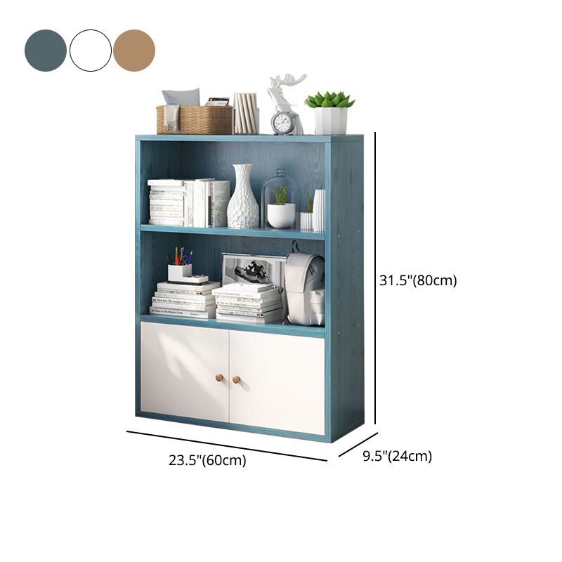 Modern Home Wood Bookcase 24"W Standard Book Shelf With Doors