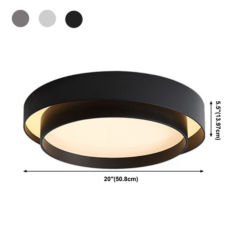 Luminaire de plafond en fer à montage encastré à LED circulaire concis et moderne avec abat-jour en acrylique