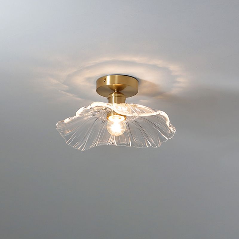 Colonial Prismatic Glass Flush Light Fixtures Blossoms Flush Mount for Hallway