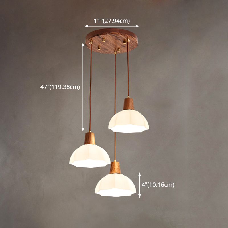 Plafond pendentif dôme Light de style contemporain en bois blanc d'éclairage pendentif blanc