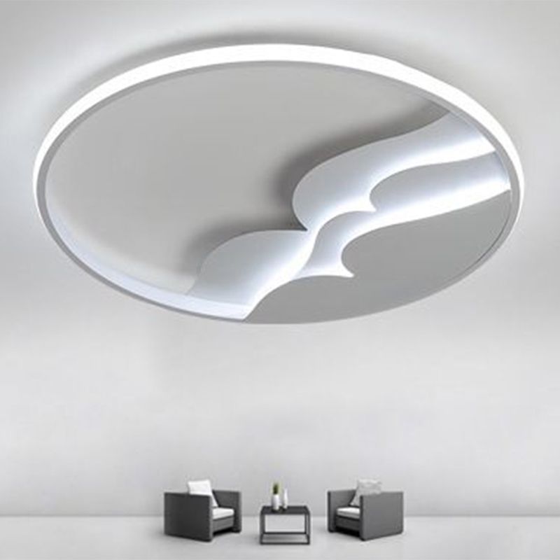 Plafonnier encastré LED en métal ondulé de style moderne blanc avec anneau halo pour chambre à coucher