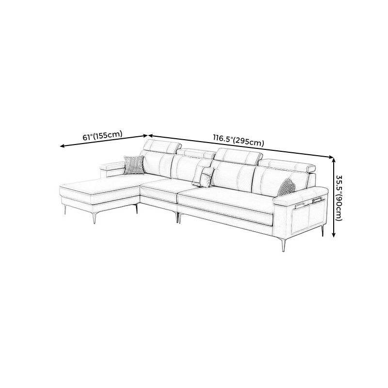 Faux Leather High Back Pillow Top Arm Sectional Wear and Stain-Resistant Sofa