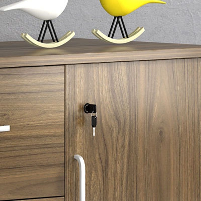 Contemporary Style Filing Cabinet Wood Lateral File Cabinet with Locking Storage