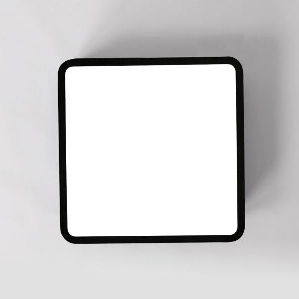 Rectangular Office Flush Lamp Metallic Modern LED Ceiling Mounted Light in Black