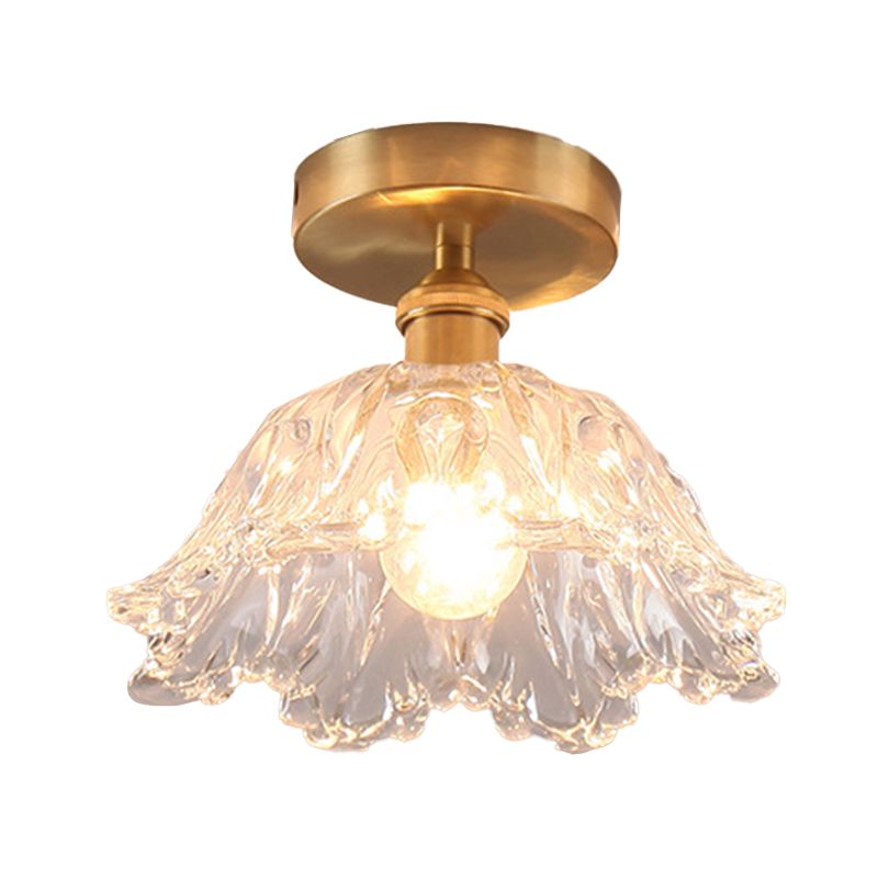 Modern Ceiling Mount Light 1-Light Ceiling Light with Glass Shade for Bedroom