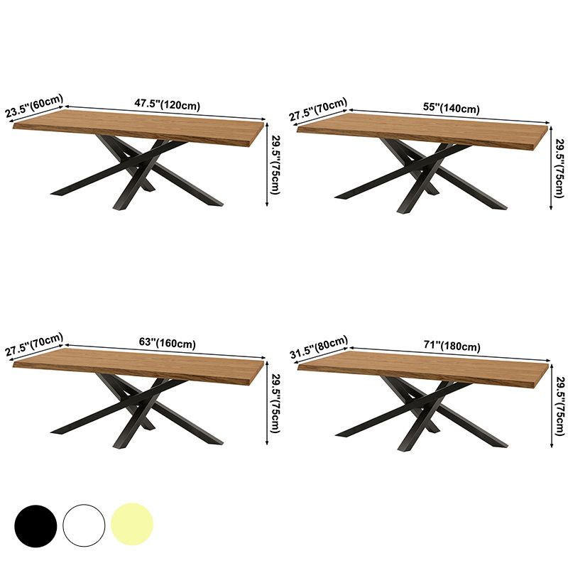 Table à manger rectangulaire de luxe traditionnelle, table en bois massif de pin avec socle